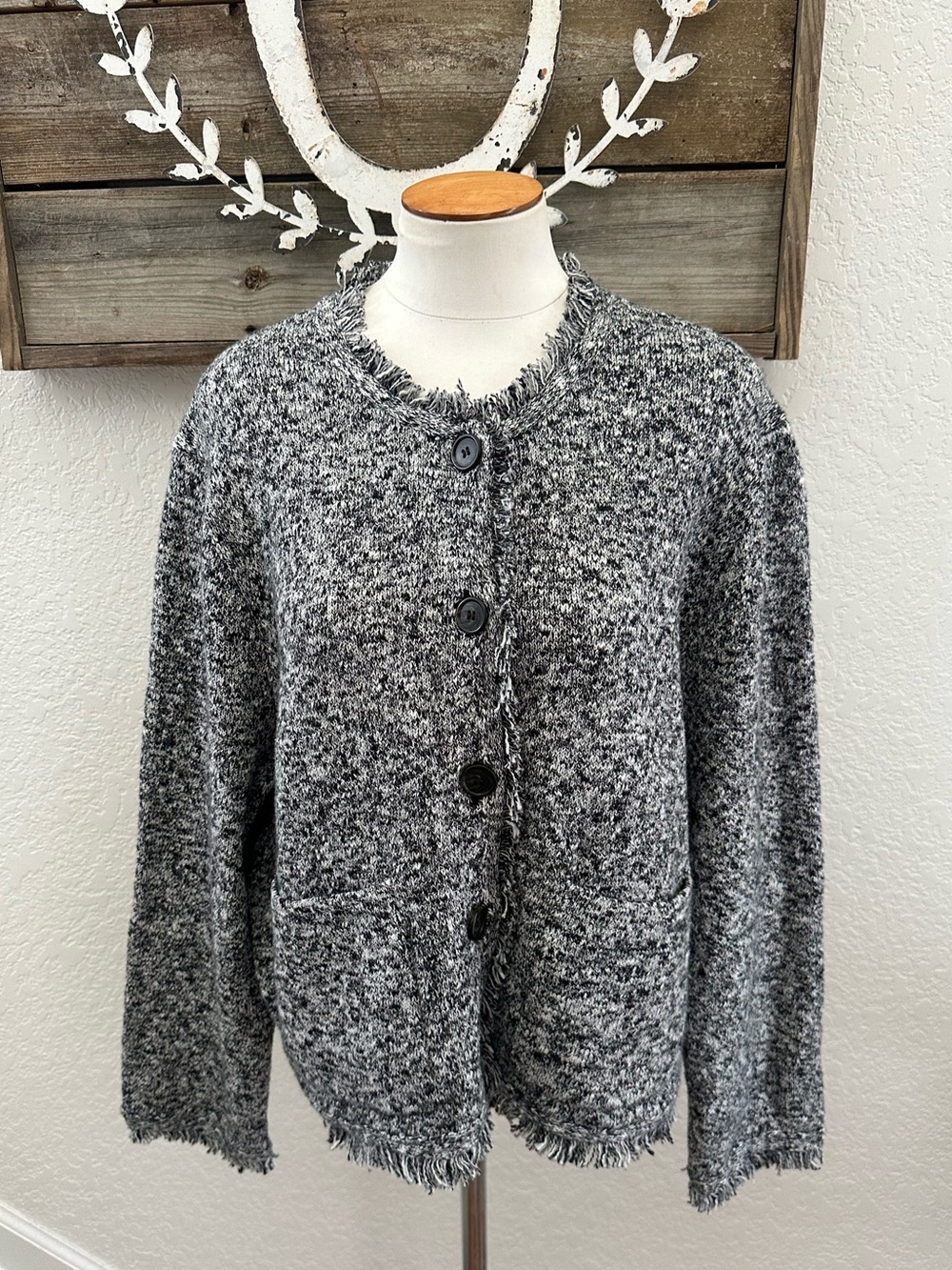 J. Crew sweater cardigan fray edges ladies size XL NWT